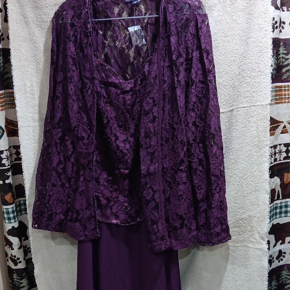 Roaman's Purple Lace Maxi Dress